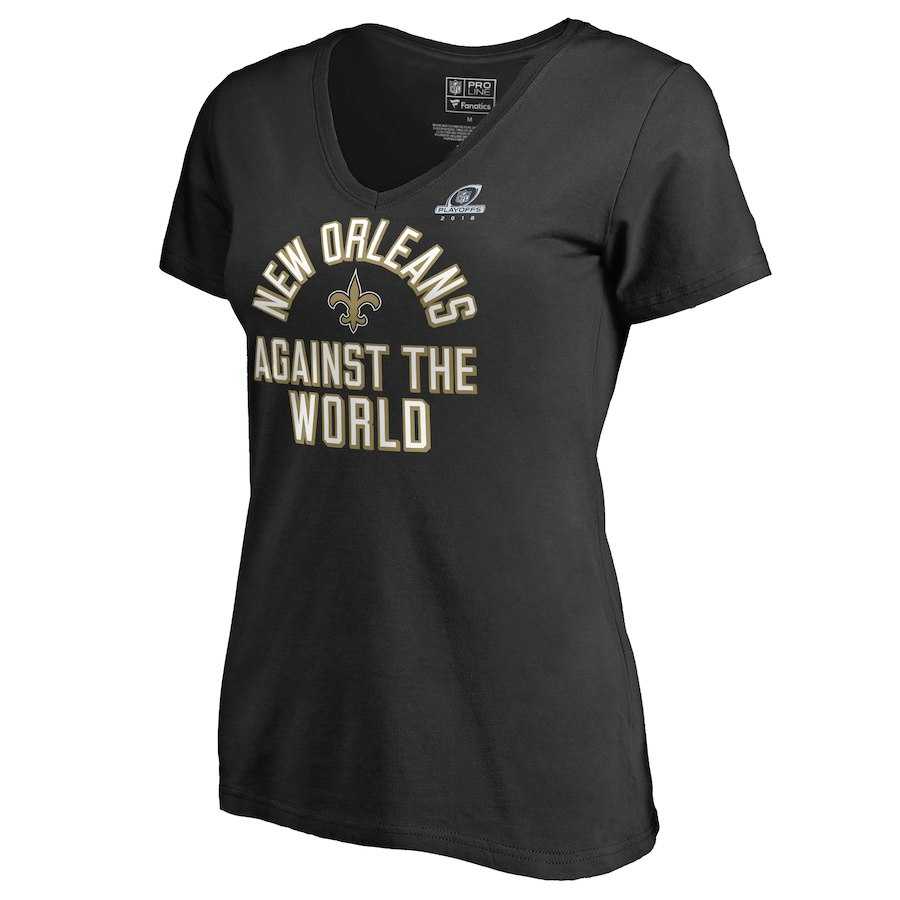 Women Saints Black 2018 NFL Playoffs Against The World T-Shirt,We sell and wholesale Women Saints Black 2018 NFL Playoffs Against The World T-Shirt on line form chian!